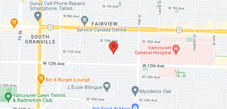 map of 302 1126 W 11TH AVENUE